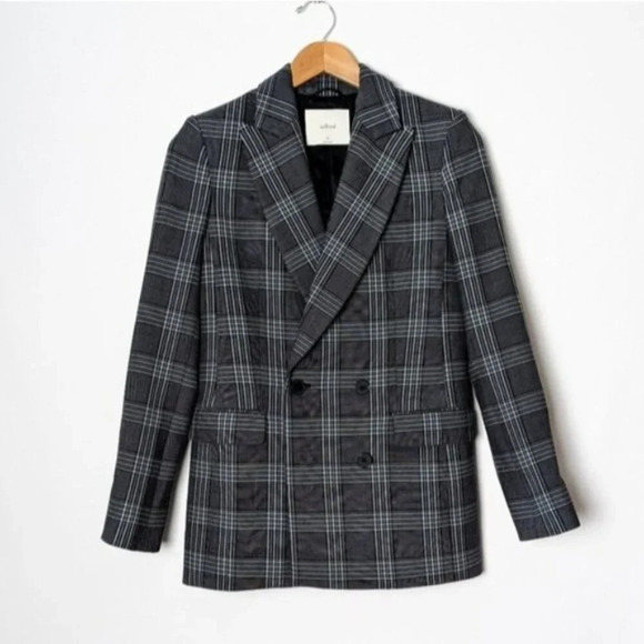 NEW WILFRED Margaux Blazer Plaid Grey Double Breasted  00 XXS Aritzia - Picture 10 of 10